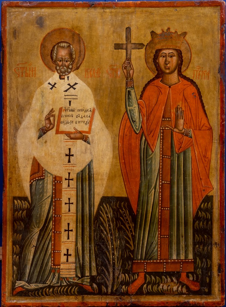 Św. Mikołaj i św. Paraskewa, I ćw. XVI w. Ikona z cerkwi w Wełykiem k. Dobromila.