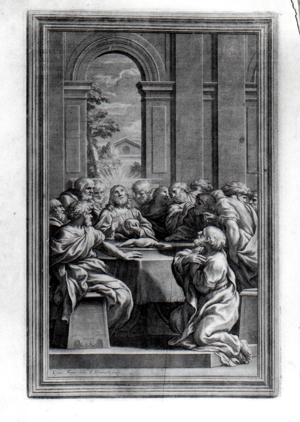 Cornelis Bloemaert wg rysunku Ciro Ferrusa, Ostatnia Wieczerza, Rzym, 1662, miedzioryt, MPS-5677