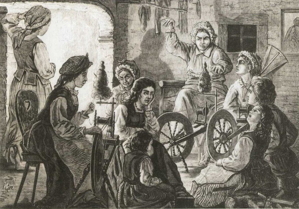 Rycina Prządki, Kłosy-Czasopismo Ilustrowane Tygodniowe, 1873, nr 434, Biblioteka Cyfrowa Polona