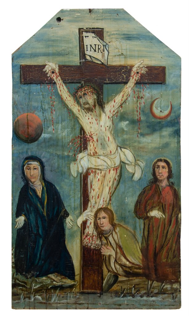Chrystus na krzyżu, autor nieznany, XIX w., mal., ze zbiorów MNZP, fot. Paweł Husarz